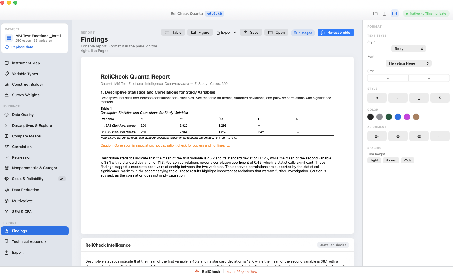 ReliCheck Quanta Findings report builder